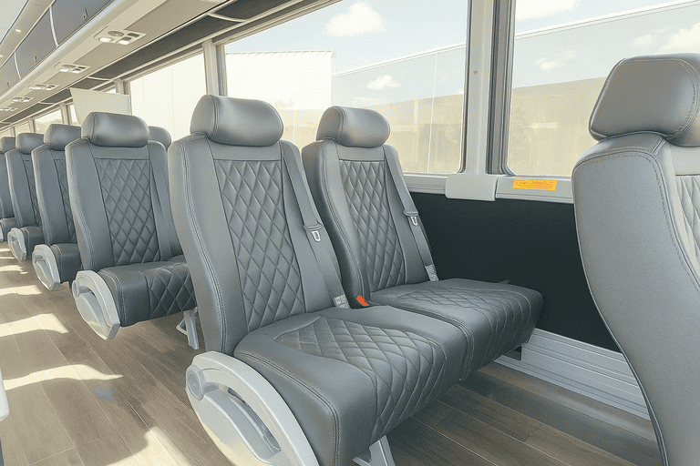 interior of Provo Coach Bus Service charter bus